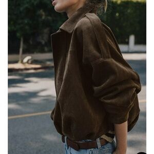 Zara Suede Effect Bomber Brown Bomber Jacket